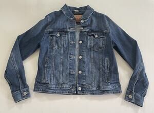 Girls Juniors Levi's Denim Jean Trucker Jacket Full Button Size Large